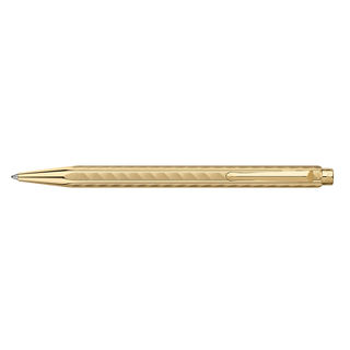 Caran d'Ache Ecridor Sunlight Gift Set Ballpoint Pen with gold-plated hexagonal brass body and diamond guillochage texture
