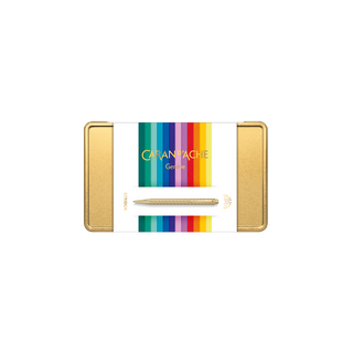 Caran d'Ache Ecridor Sunlight Gift Set Ballpoint Pen & Leather Case Special Edition gold finish with rainbow stripes