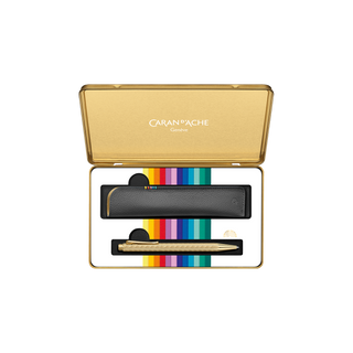 Caran d’Ache Ecridor Sunlight Gift Set Ballpoint Pen & Leather Case in gold finish