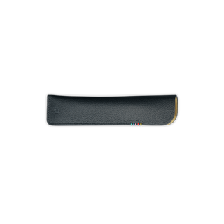 Caran d’Ache Ecridor Sunlight Gift Set leather pen case in black textured finish with colored stitching detail