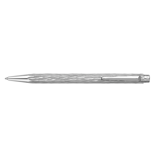 Caran d'Ache Ecridor™ Venetian Platinum Ballpoint Pen with hexagonal hammered platinum brass body