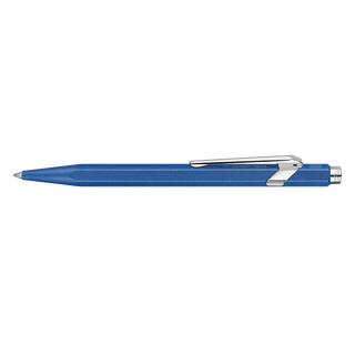 Caran d'Ache 849 Colormat - X Ballpoint Pen in blue hexagonal aluminium body with silver clip