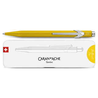 Caran d'Ache 849 Colormat - X Ballpoint Pen with Tin Giftbox in yellow hexagonal aluminum body