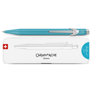 Caran d'Ache 849 Colormat - X Ballpoint Pen with Tin Giftbox in turquoise hexagonal aluminum body