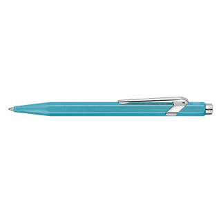 Caran d'Ache 849 Colormat - X Ballpoint Pen with Tin Giftbox in turquoise aluminum body with silver clip