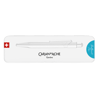 Caran d'Ache 849 Colormat - X Ballpoint Pen with Tin Giftbox featuring sleek white aluminum case design