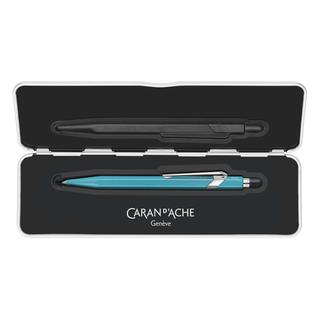 Caran d'Ache 849 Colormat - X Ballpoint Pen with Tin Giftbox in turquoise satin aluminum case