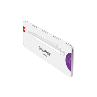 Caran d’Ache 849 Colormat - X Ballpoint Pen with Tin Giftbox in white metal case packaging