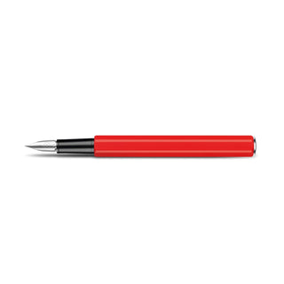 Caran d'Ache 849 Fountain Pen Collection with red hexagonal lightweight aluminium body and silver nib