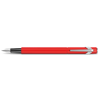 Caran d'Ache 849 Fountain Pen Collection red aluminum body with silver clip and nib detail
