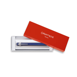 Caran d'Ache 849 Fountain Pen Collection blue aluminium body pen in sleek red branded gift box