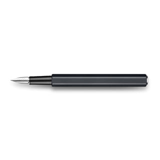 Caran d'Ache 849 Fountain Pen Collection with sleek black hexagonal aluminium body and silver nib