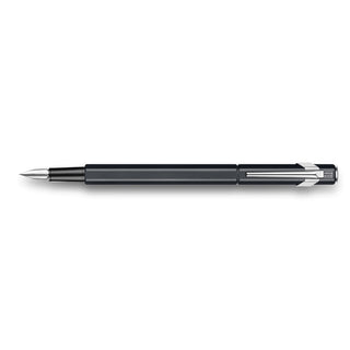Caran d'Ache 849 Fountain Pen Collection with sleek black aluminium body and silver nib detailing