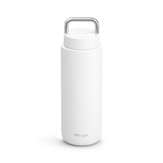 Fellow Carter Carry Tumbler (32oz/946ml) in matte white with stainless steel handle and minimalist design