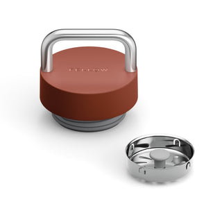 FELLOW Fellow Carter Carry Tumbler (20oz/591ml) rust-colored lid with stainless steel carry handle and stopper