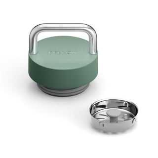 Fellow Carter Carry Replacement Lid with green BPA-free plastic top and stainless steel handle and insert parts visible