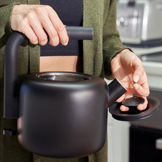 Fellow Clyde Electric Kettle (120V) (1500ml/50oz) black matte steel held with lid removed