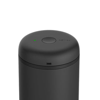 Fellow Electric Atmos Vacuum Canister - Matte Black with USB-C port and LED indicator on lid
