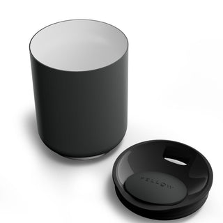 FELLOW Rocky Lowball Tumbler (10oz/296ml) in matte black with stainless steel interior and removable lid