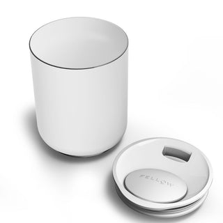 FELLOW Rocky Lowball Tumbler (10oz/296ml) in white stainless steel with detachable magnetic lid