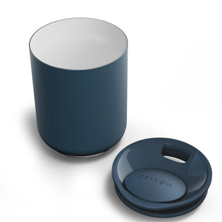 FELLOW Rocky Lowball Tumbler (10oz/296ml) in matte navy with ceramic-coated interior and magnetic lid