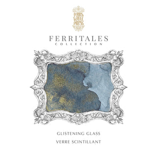 Elegant watercolor swatch with gold shimmer from Glistening Glass Fountain Pen Inks - 20ml Bottled | Ferris Wheel Press