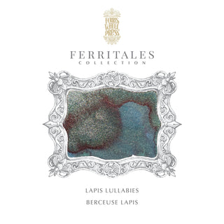 Lapis Lullabies Fountain Pen Inks - 20ml Bottled | Ferris Wheel Press ink color swatch with ornate silver frame design