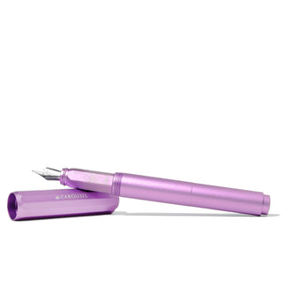 2024 Limited Edition Aluminum Carousel Fountain Pen Aurorealis by Ferris Wheel Press in metallic lavender finish with cap removed