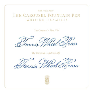 2024 Limited Edition Aluminum Carousel Fountain Pen - Aurorealis writing samples with fine and medium nibs by Ferris Wheel Press