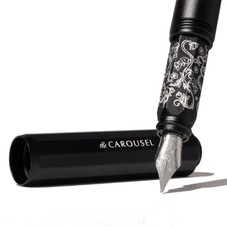 Limited Edition | Bearrington Black Fountain Pen | Ferris Wheel Press with engraved silver nib and cap detail