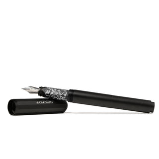 Limited Edition | Bearrington Black Fountain Pen | Ferris Wheel Press with ornate nib design and threaded cap