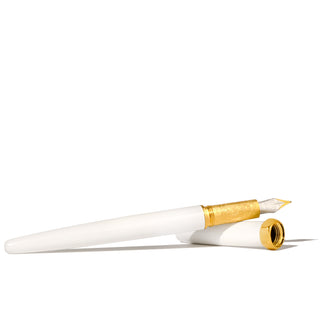 The Bijou Fountain Pen - Fabled Feather | Ferris Wheel Press with white lacquer and gold engraved nib and cap ring