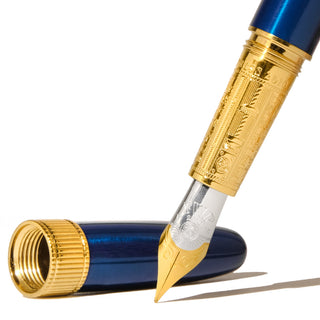 The Joule Fountain Pen - Luna Celeste | Ferris Wheel Press with detailed gold nib and sapphire lacquer body