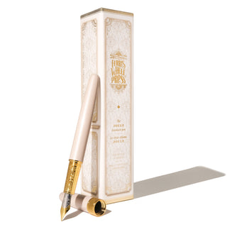 The Joule Fountain Pen - Chantilly Lacewood with gold hardware and sapphire lacquer finish by Ferris Wheel Press