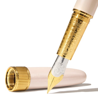 The Joule Fountain Pen - Chantilly Lacewood | Ferris Wheel Press with gold engraved nib close-up view