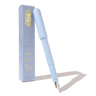 The Carousel Fountain Pen - Forget Me Not | Ferris Wheel Press in pastel blue with elegant gold-accented packaging