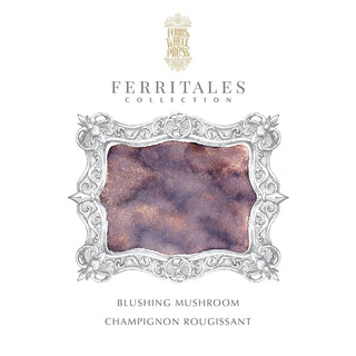 Elegant watercolor swatch in purple and copper tones from Blushing Mushroom Fountain Pen Inks - 20ml Bottled | Ferris Wheel Press