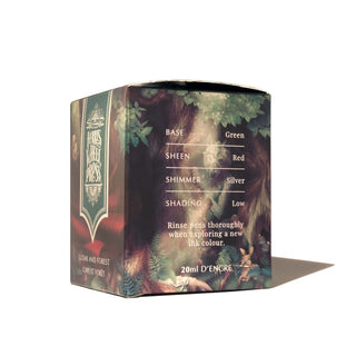 Cloak and Forest Fountain Pen Inks - 20ml Bottled | Ferris Wheel Press green ink box with nature-inspired design and product details