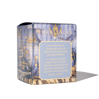 Glistening Glass Fountain Pen Inks - 20ml Bottled | Ferris Wheel Press decorative packaging box with text and design details by ferris wheel press.