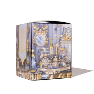 Packaging box for Glistening Glass Fountain Pen Inks - 20ml Bottled | Ferris Wheel Press featuring ornate gold and blue vintage design
