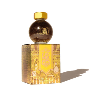 Queen and Castle Fountain Pen Inks - 20ml Bottled | Ferris Wheel Press ink bottle and decorative packaging in gold tones