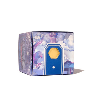 Decorative box with blue and purple artwork showcasing Tears of Sapphire Fountain Pen Inks - 20ml Bottled | Ferris Wheel Press