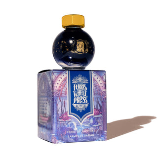 Tears of Sapphire Fountain Pen Inks - 20ml Bottled | Ferris Wheel Press ink bottle with decorative packaging from ferris wheel press