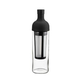 HARIO Filter In Coffee Bottle 650ml with clear heatproof glass and black silicone lid and filter inside