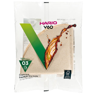HARIO V60-03 Filters (100-Pack) with white paper texture designed for manual coffee brewing drippers