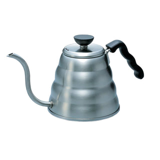 HARIO Buono Kettle 1200ml stainless steel gooseneck kettle with black wavy handle and lid knob