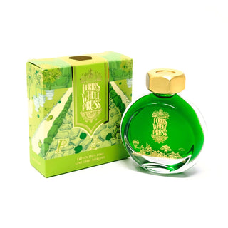 Frivolous Lime | 38ml Ink | Ferris Wheel Press green glass bottle with gold cap and matching decorative box