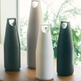 KINTO TRAIL Tumbler 580ml set in muted beige, white, and dark gray with matte powder coating finish