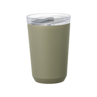 KINTO To Go Tumbler (with plug) 360ml in olive green stainless steel with clear plastic lid