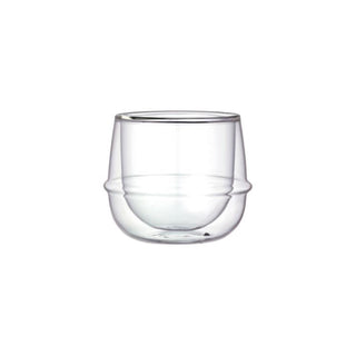 KINTO KRONOS Double Wall Wine Glass 250ml with clear heat-resistant glass and rounded double-wall design